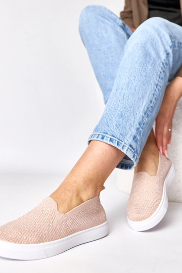 Zapatillas deportivas de tela rosas con circonitas Gabrielle 2