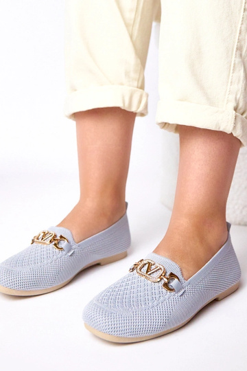 Mocasines de tela grises con adorno dorado Bianca 2