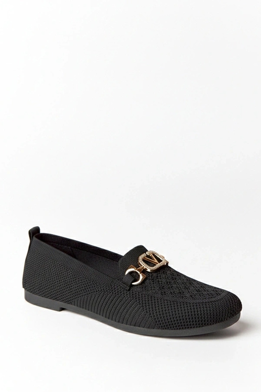 Mocasines de tela negros con adorno...