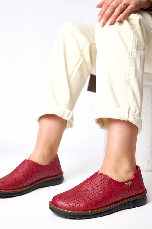 Botines calados color burdeos Rosa