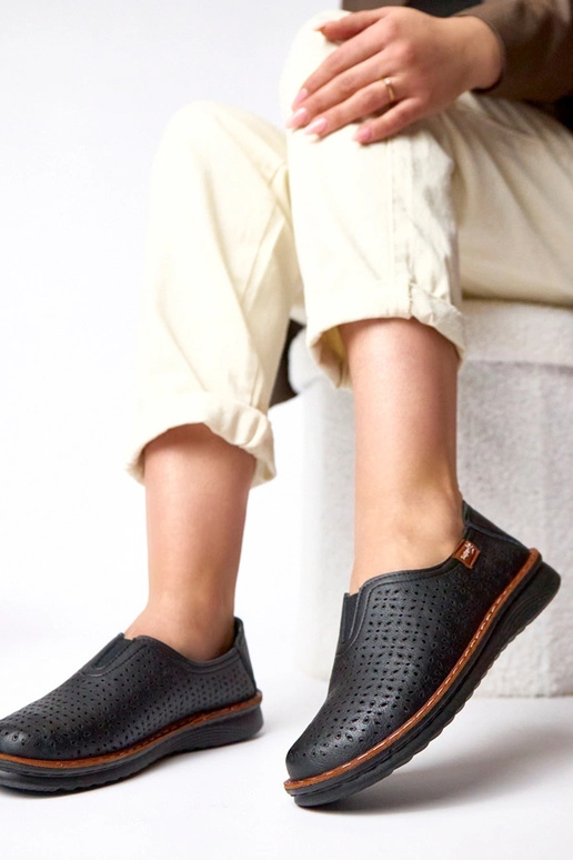 Botines calados negros Rosa