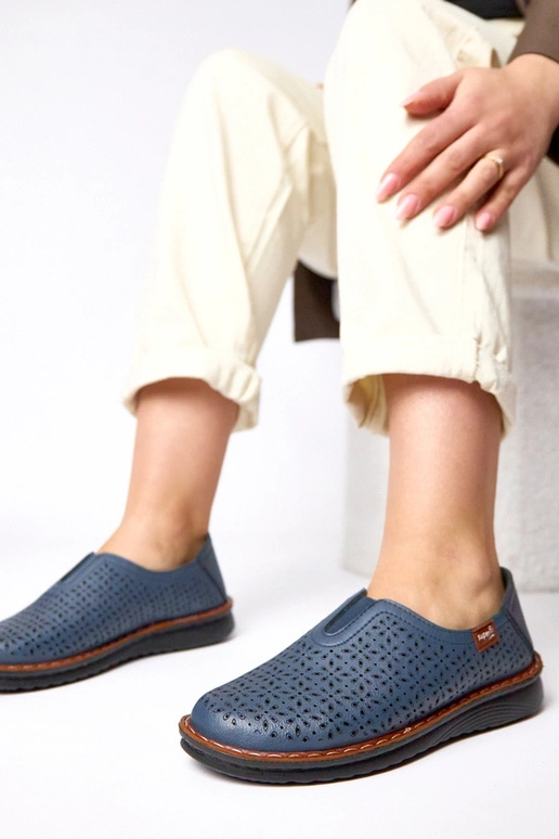 Botines calados azul marino Rosa