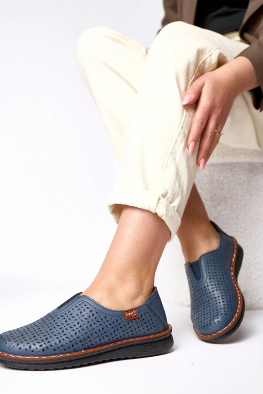 Botines calados azul marino Rosa