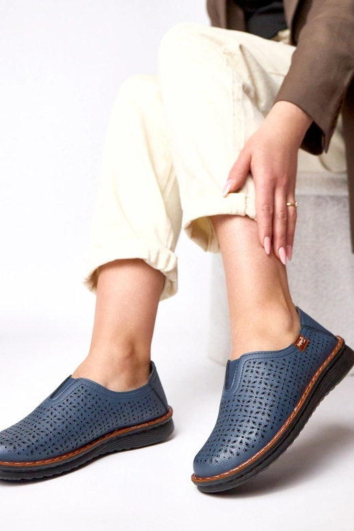 Botines calados azul marino Rosa