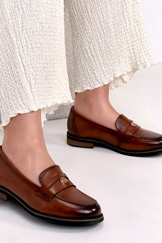 Mocasines de cuero marrones con...