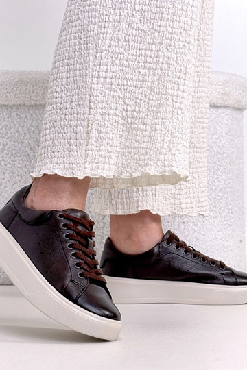 Zapatillas deportivas de cuero marrones con plataforma Cambell 2