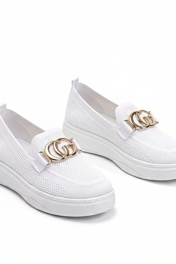 Zapatillas deportivas de tela blancas con hebilla Catherine