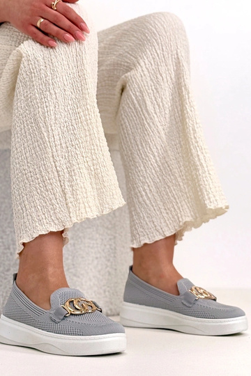 Zapatillas deportivas de tela grises con hebilla Catherine