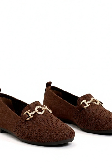 Mocasines de tela marrones con adorno dorado Mathilde