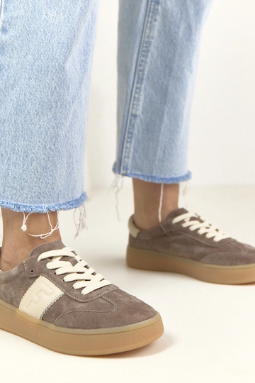 Zapatillas deportivas de cuero marrón oscuro con plataforma Filippo