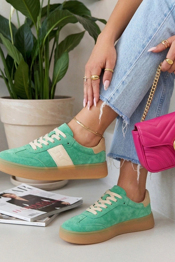 Zapatillas deportivas de cuero verdes con plataforma Filippo