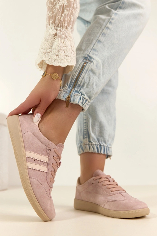 Zapatillas deportivas de cuero rosas...