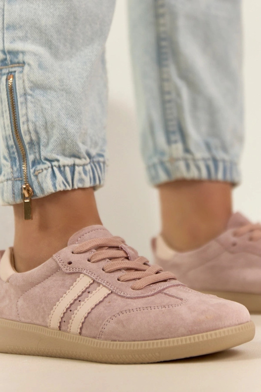 Zapatillas deportivas de cuero rosas...
