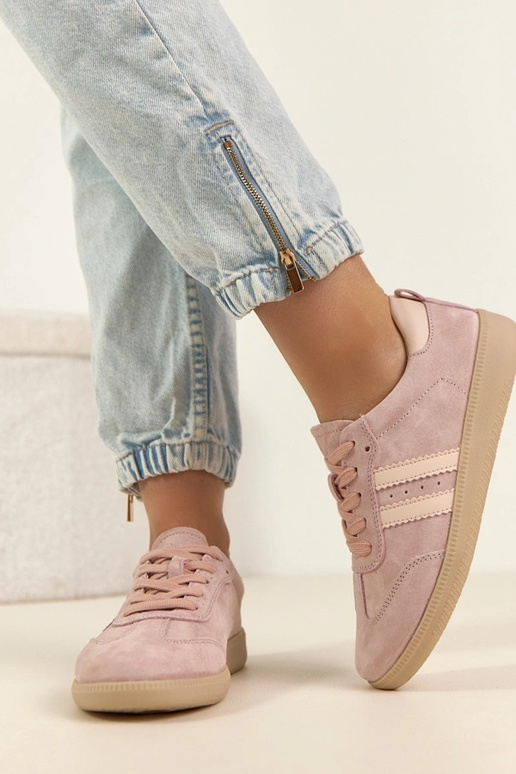 Zapatillas deportivas de cuero rosas...