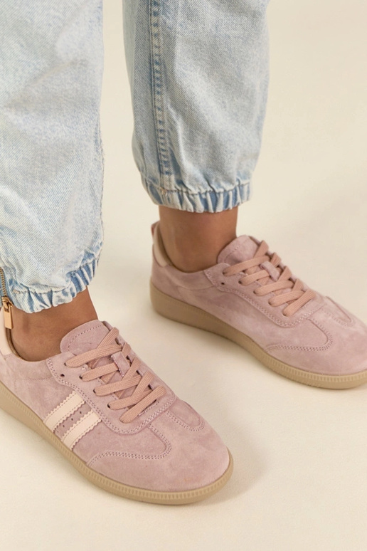 Zapatillas deportivas de cuero rosas...