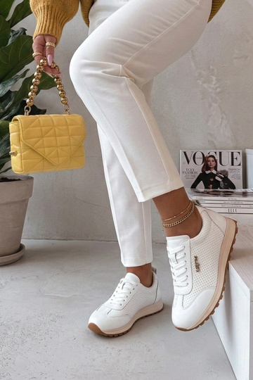 Zapatillas deportivas de piel blancas perforadas Filippo