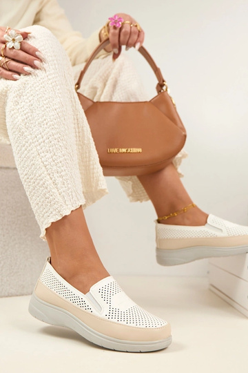 Mocasines de malla color arena y blancos Aurelle