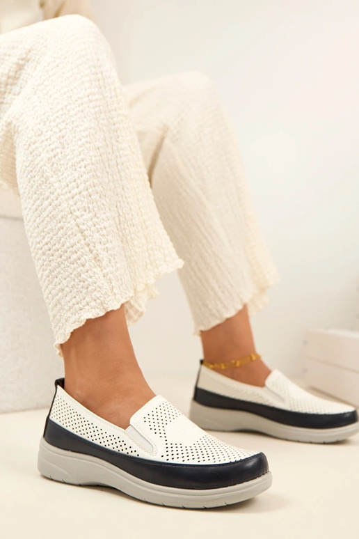 Mocasines de malla azul marino y...