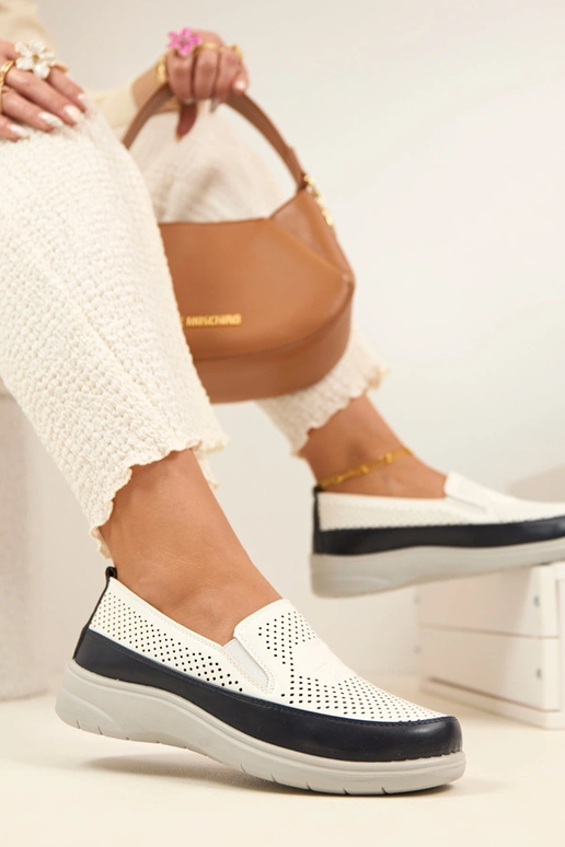 Mocasines de malla azul marino y...