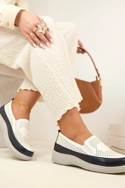 Mocasines de malla azul marino y...