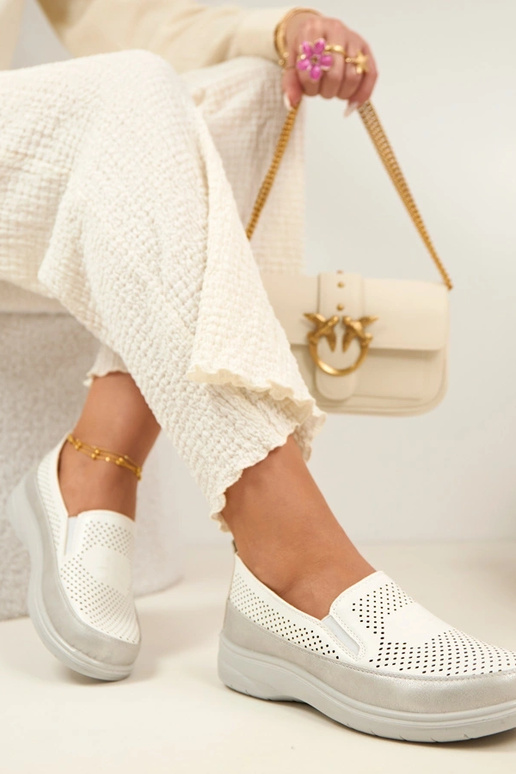 Mocasines de malla plateados y...