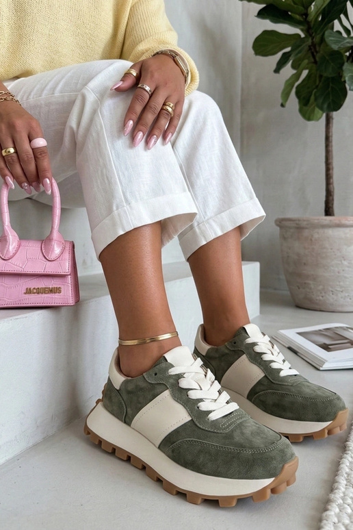 Zapatos de piel verdes con plataforma...