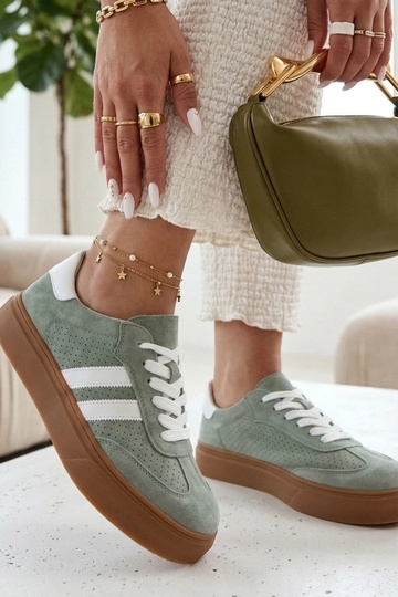 Zapatillas deportivas de piel verde con plataforma Cambell