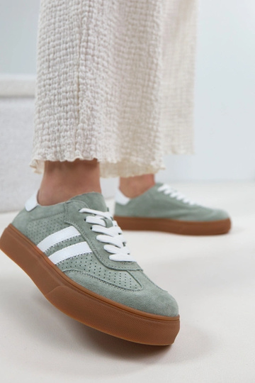Zapatillas deportivas de piel verde con plataforma Cambell 2