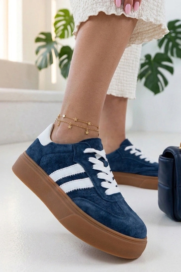 Zapatillas deportivas de piel azul marino con plataforma Cambell
