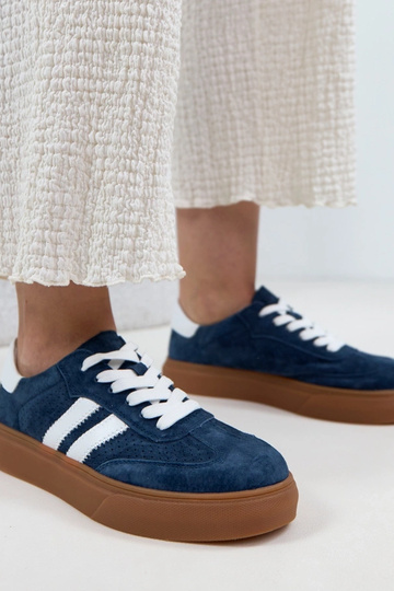 Zapatillas deportivas de piel azul marino con plataforma Cambell 2