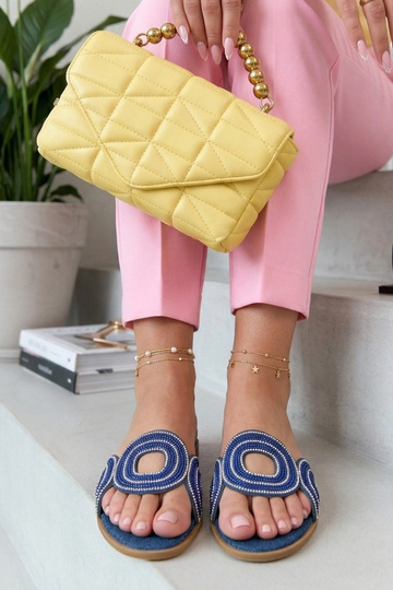 Granatowe Klapki Zdobione... 2