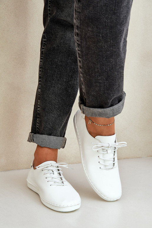 Zapatos con cordonesActivadoturalnej Skóry D&A LR51-645 el color blanco