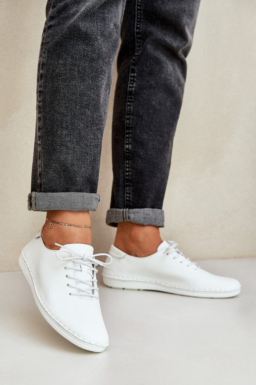 Zapatos con cordonesActivadoturalnej Skóry D&A LR51-645 el color blanco