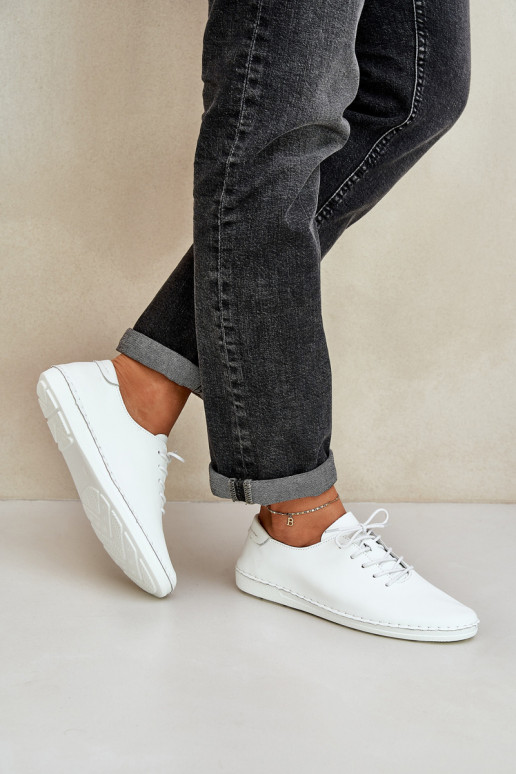 Zapatos con cordonesActivadoturalnej Skóry D&A LR51-645 el color blanco