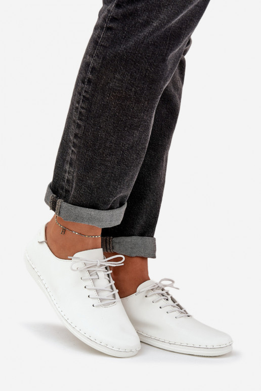 Zapatos con cordonesActivadoturalnej Skóry D&A LR51-645 el color blanco