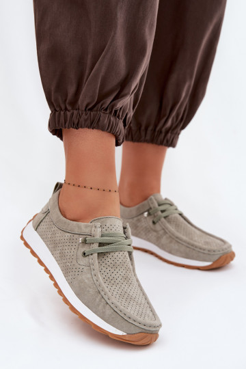 zapatos FemeninoActivadoturalnego de gamuzau color verde Amela 2