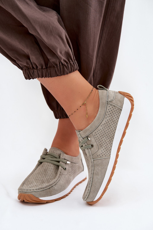 zapatos FemeninoActivadoturalnego de gamuzau color verde Amela