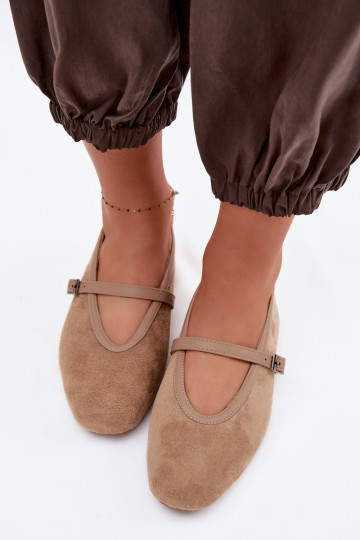 bailarinas con correas de gamuza ecológicaoAe beige Felora