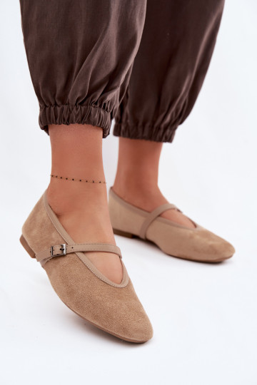 bailarinas con correas de gamuza ecológicaoAe beige Felora 2