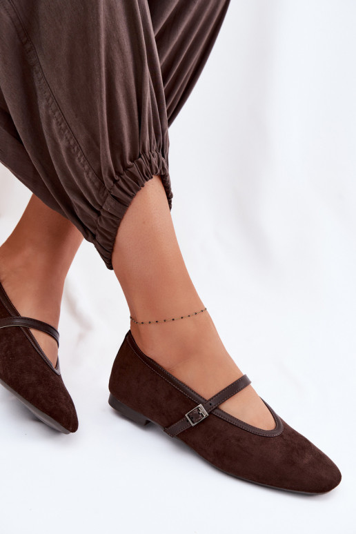 bailarinas con correas de gamuza ecológicaoAe CzekoladoAe Felora