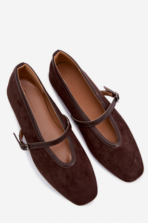 bailarinas con correas de gamuza ecológicaoAe CzekoladoAe Felora