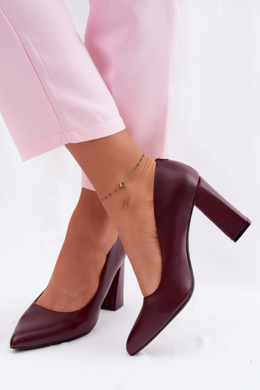 Zapatos con tacones de cuero ecológico Sergio Leone PB216 borgoña