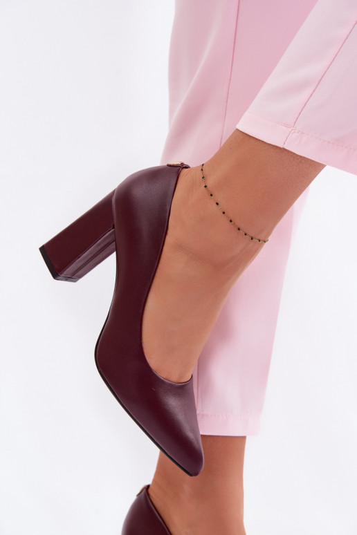 Zapatos con tacones de cuero ecológico Sergio Leone PB216 borgoña