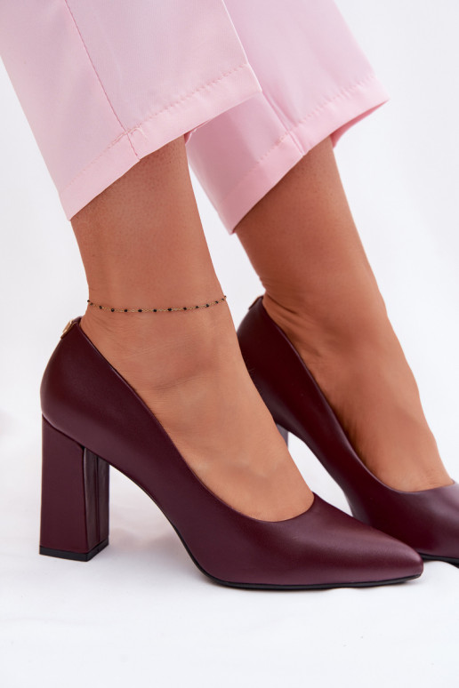 Zapatos con tacones de cuero ecológico Sergio Leone PB216 borgoña