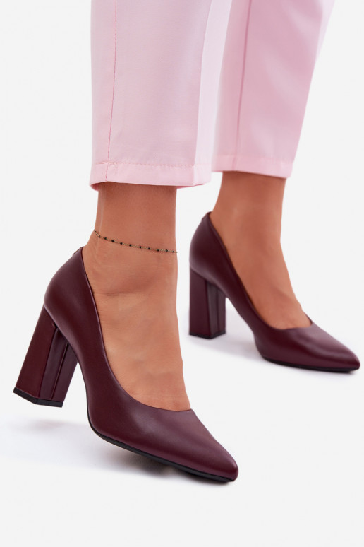 Zapatos con tacones de cuero ecológico Sergio Leone PB216 borgoña