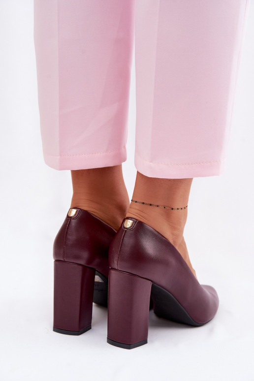 Zapatos con tacones de cuero ecológico Sergio Leone PB216 borgoña