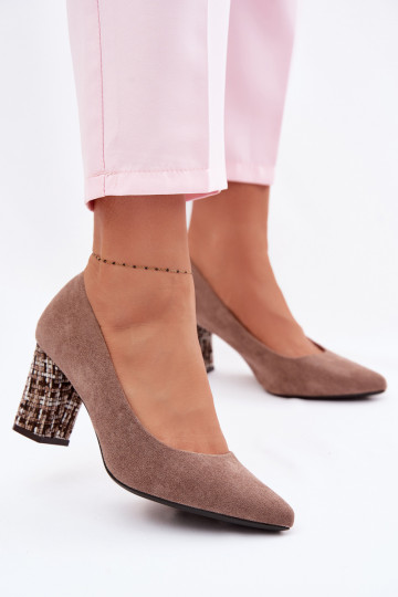 Zapatosde gamuza ecológicau con un tacón elegante Sergio Leone PB414 color marrón 2