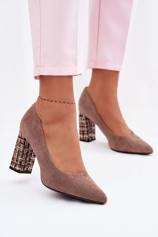 Zapatos de gamuza con un tacón elegante Sergio Leone PB216 color marrón