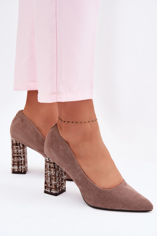 Zapatos de gamuza con un tacón elegante Sergio Leone PB216 color marrón