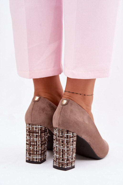 Zapatos de gamuza con un tacón elegante Sergio Leone PB216 color marrón